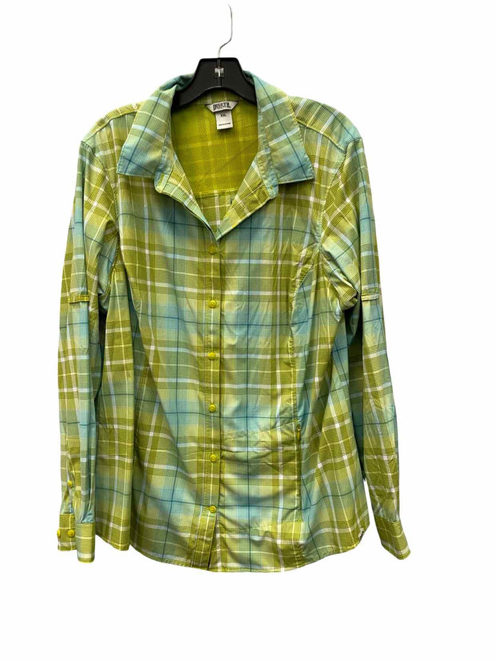 Duluth Trading Size XXL Green Blue Plaid Long Sleeve Shirts