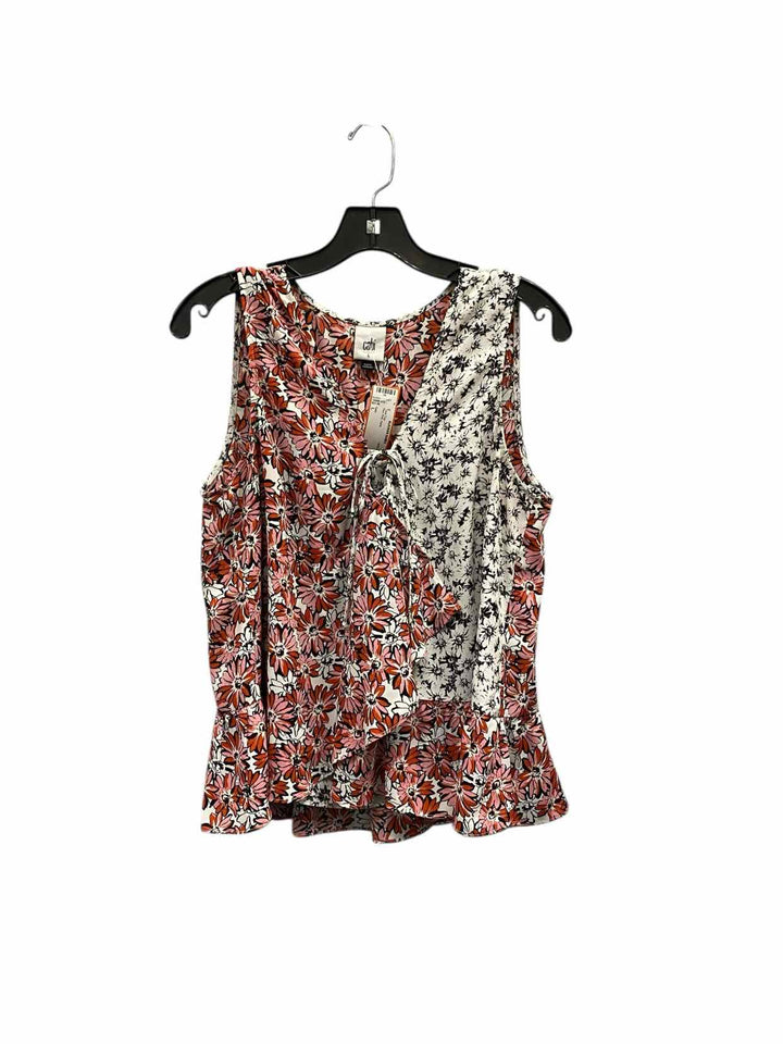 Cabi Size L Red Pink Floral Tank Top