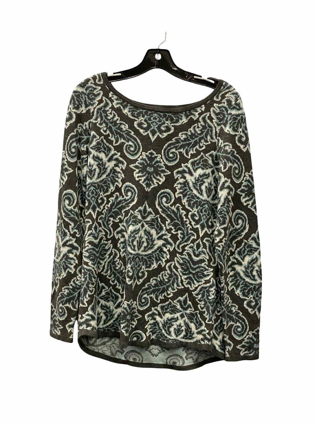 Charter Club Size M Gray Blue Print Sweater