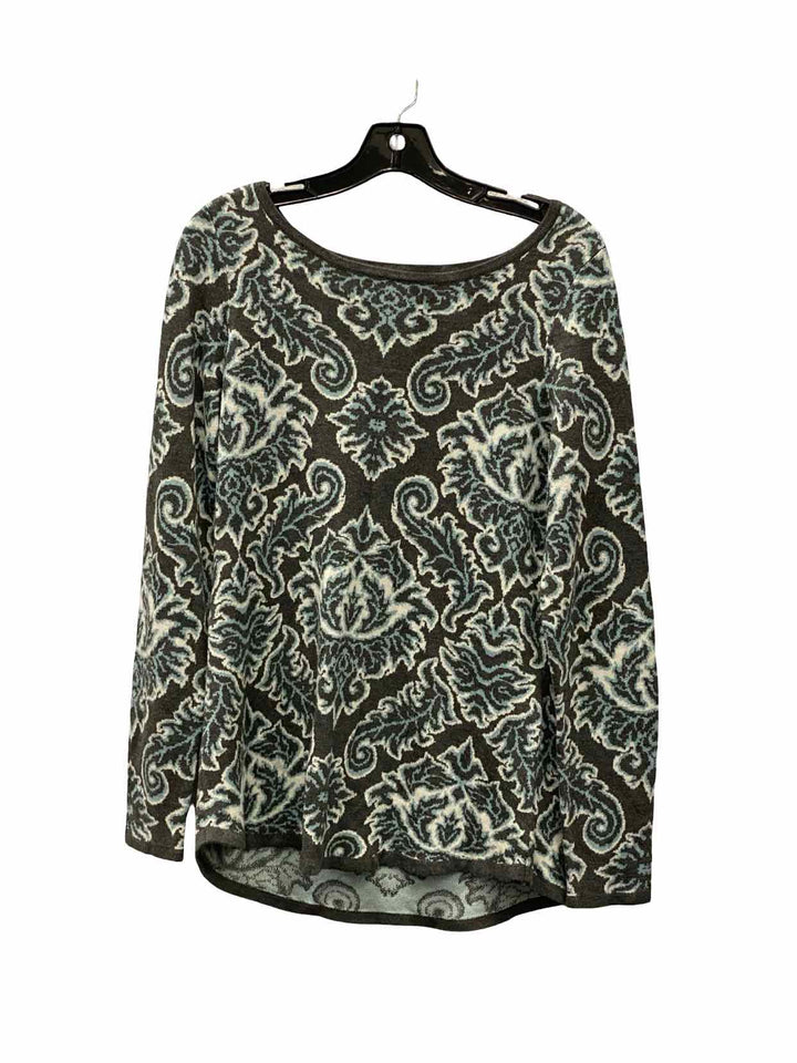 Charter Club Size M Gray Blue Print Sweater
