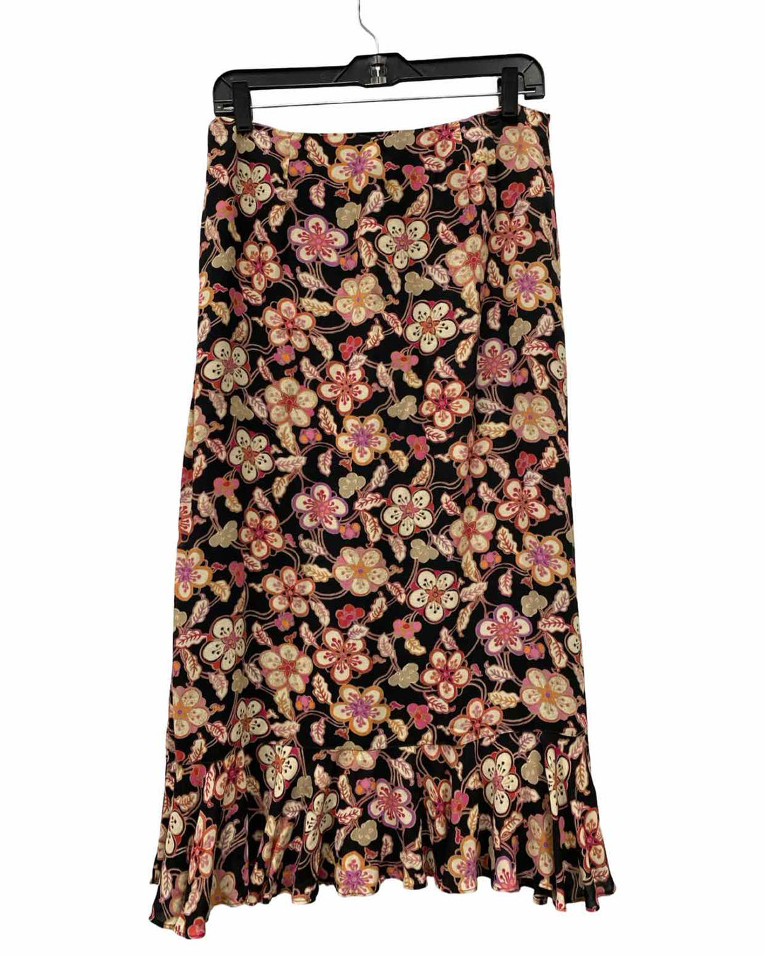 Sigrid Olsen Size 8 Black Pink Floral Skirt