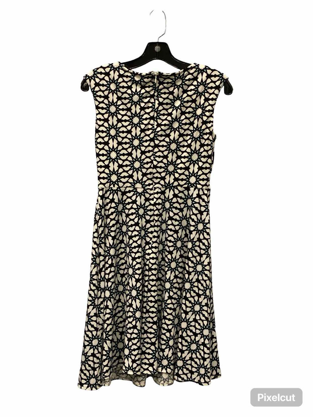 Maggy London Size 0P White/Black Blue Print Dress