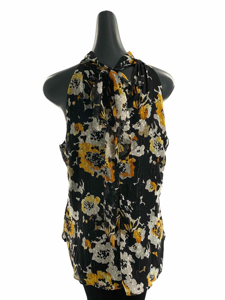 White House Black Market Size 8 Black Multi Floral Tank Top