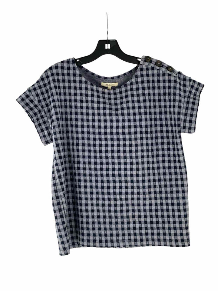 MadeWell Size XS Blue Black Checkered Short Sleeve Shirts