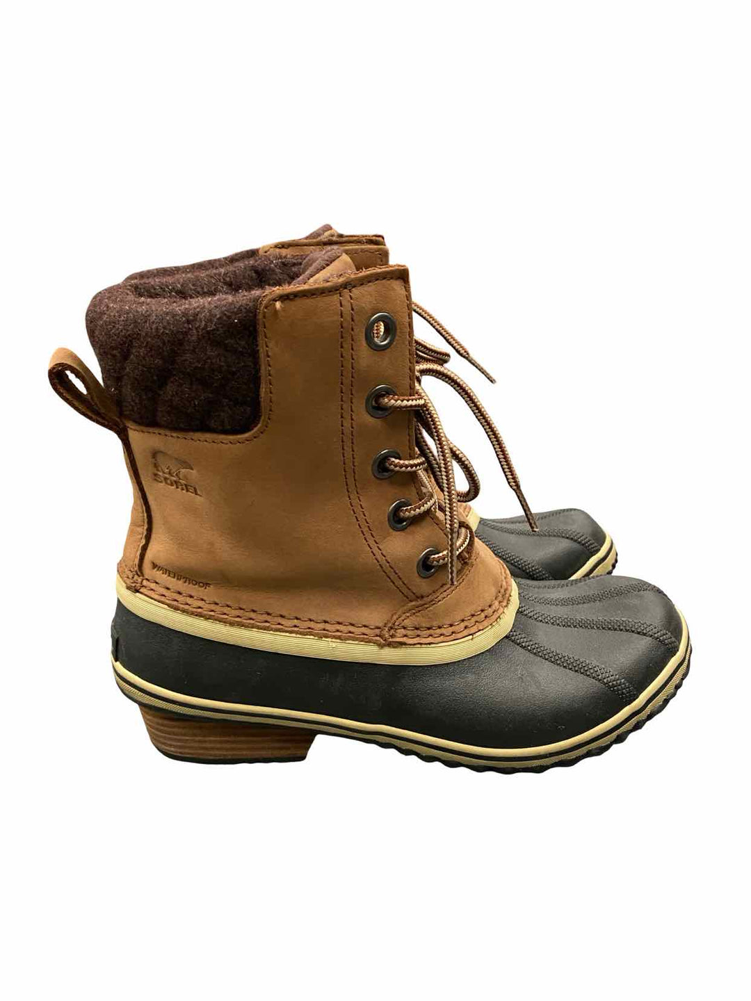 Sorel Shoe Size 9 Brown Leather Waterproof Slimpack II Lace Boots(Ankle)
