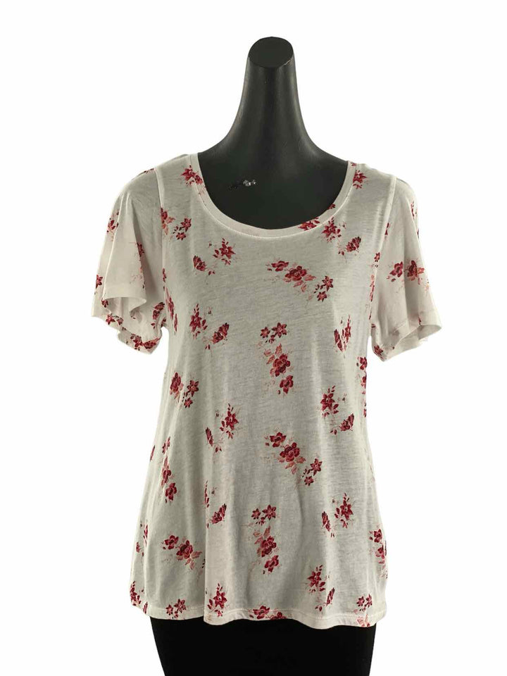 Lucky Brand Size M White Red Print Short Sleeve Shirts