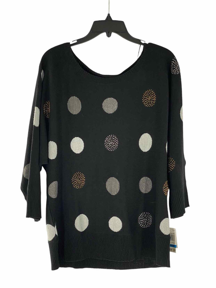 Charter Club Size XL Black Grey Poka dot Sweater