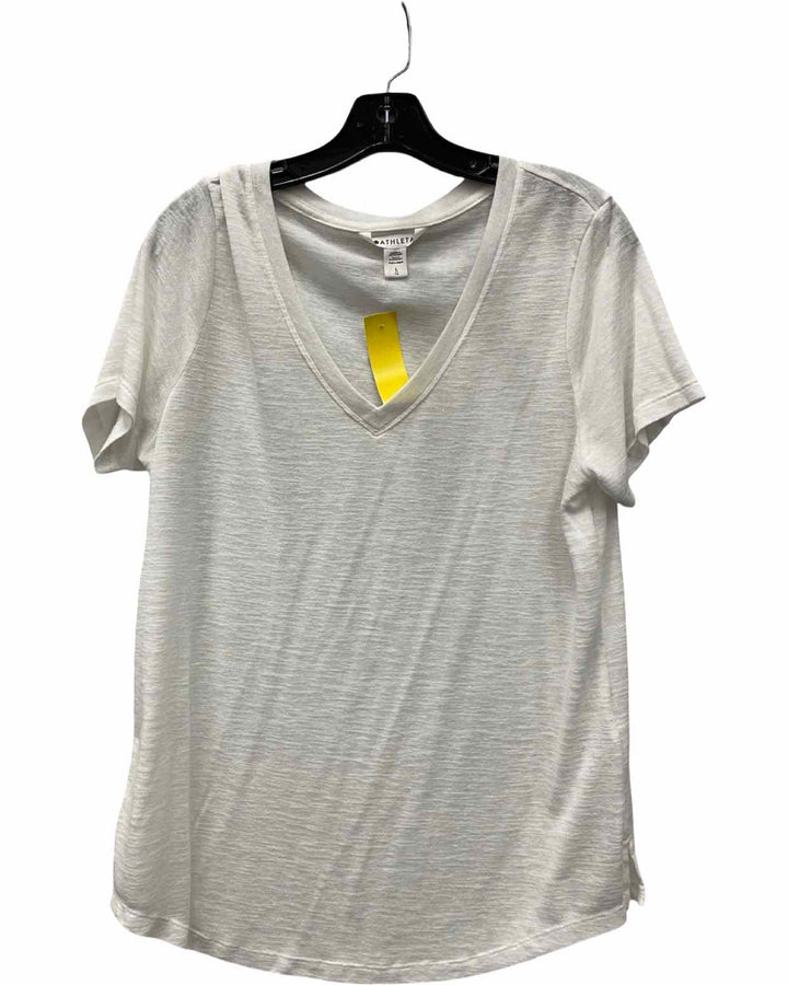 Athleta Size L White Short Sleeve Shirts