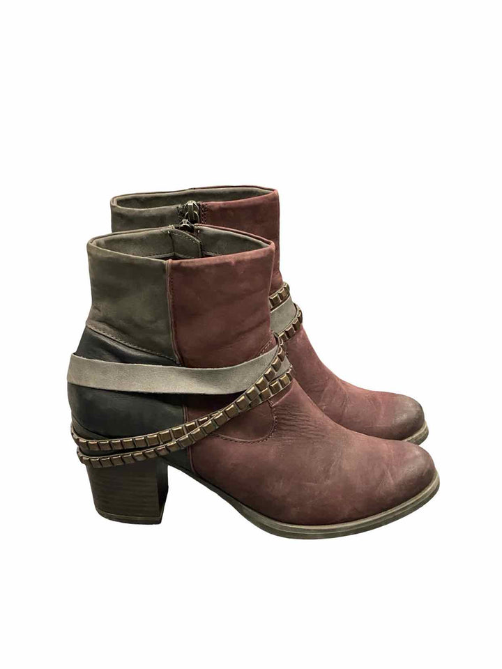 Tamaris Shoe Size 38 Burgundy Grey Leather Tora Boots(Ankle)