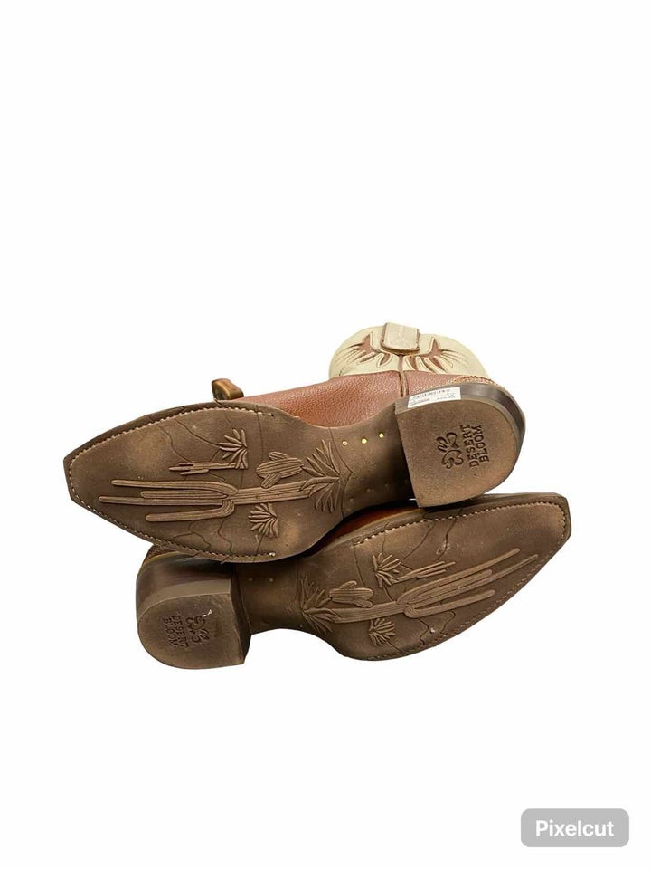 Desert Bloom Shoe Size 7.5 Brown Leather Prickly Pear Saddle Lace Boots(Ankle)
