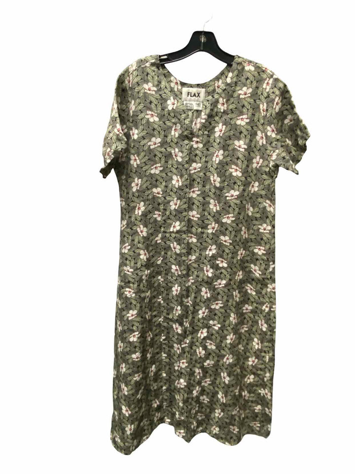 Flex It Pink Size S Green Floral 100% Linen Dress