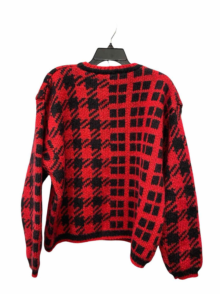 Paul Harris Design Size XL Red Black Print 50% Mohair Sweater