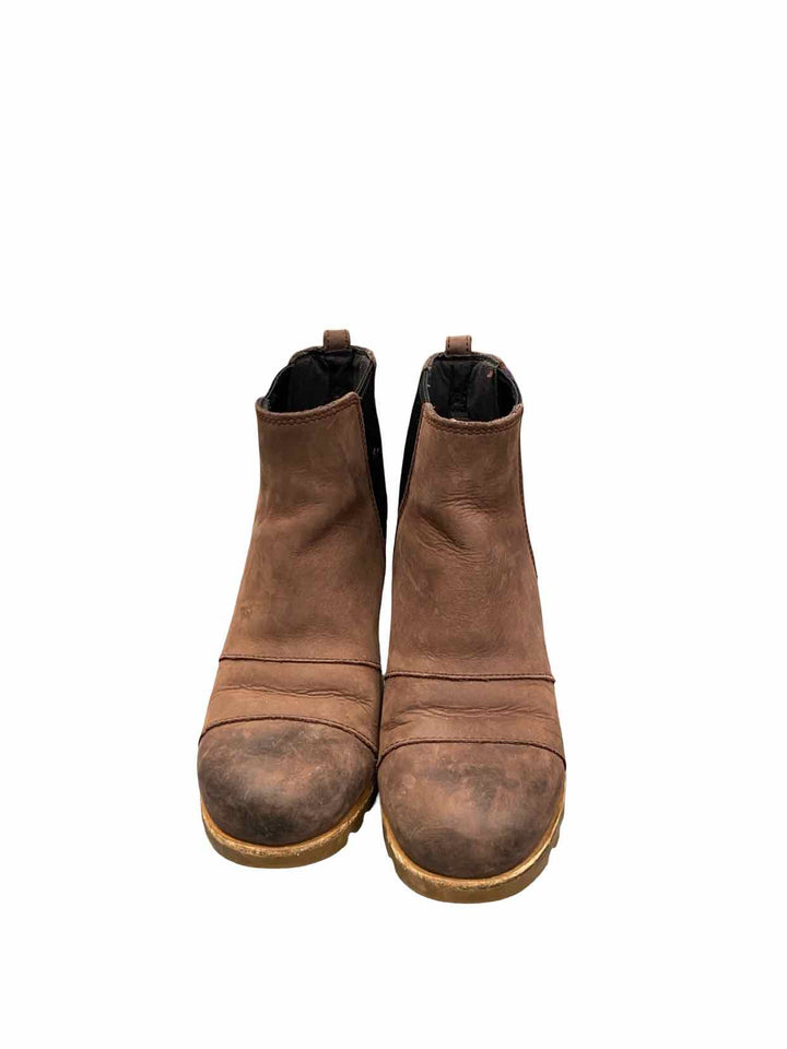 Sorel Shoe Size 7 Brown Lea Wedge Boots(Ankle)