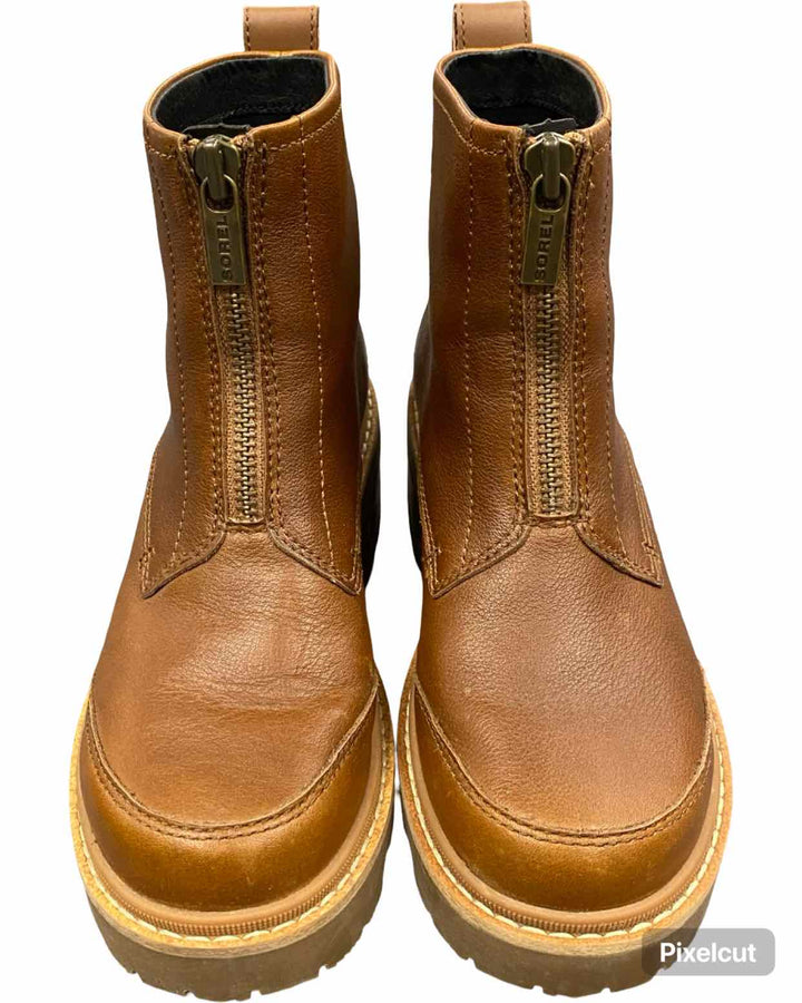 Sorel Shoe Size 7.5 Brown Leather Joan Zip Boots(Ankle)
