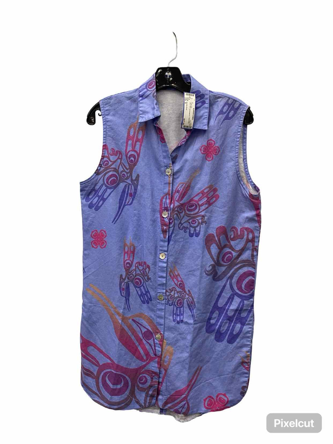 Dorothy Grant Size S Lilac Pink Hummingbirds 100% Linen Tank Top
