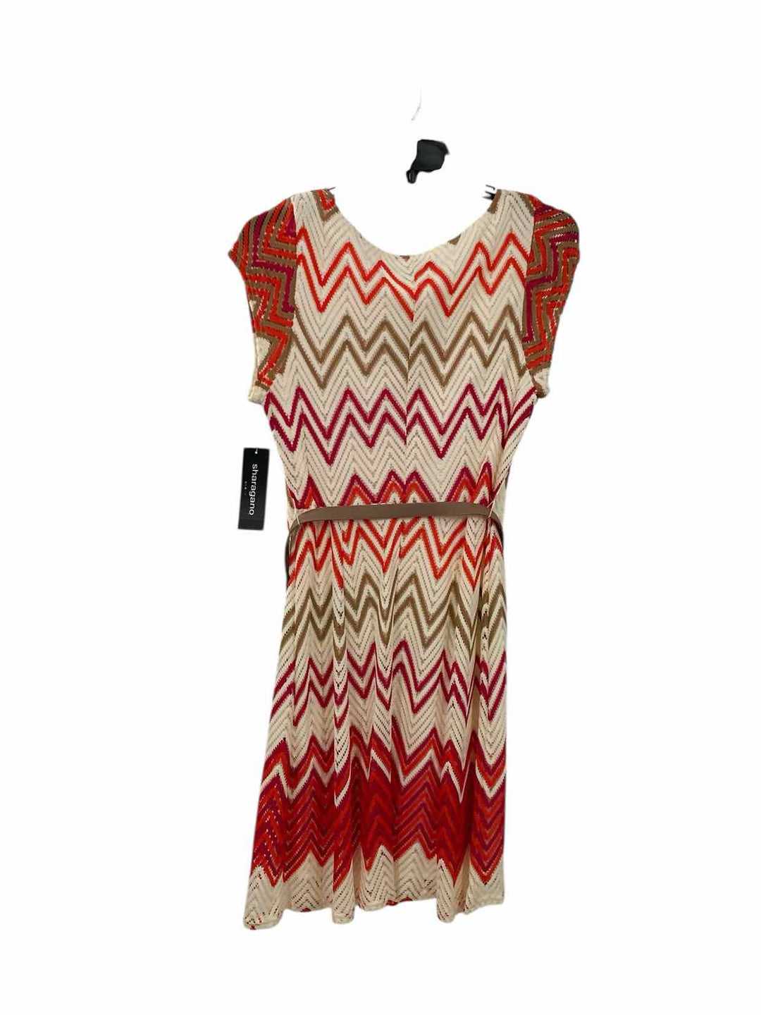 Sharagano Size 14 Cream Multi Print Dress