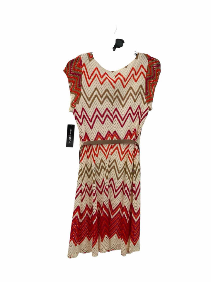 Sharagano Size 14 Cream Multi Print Dress