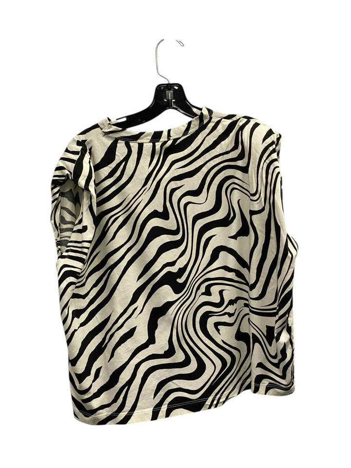 Sandro Size M Black White Print Short Sleeve Shirts