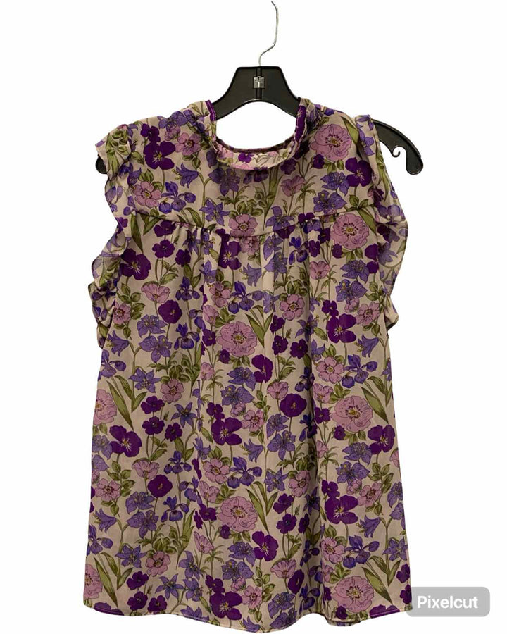 Cabi Size M Purple Grey Floral Tank Top