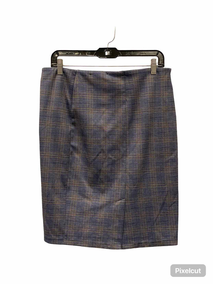 Liverpool Size 12P Blue Brown Plaid Skirt