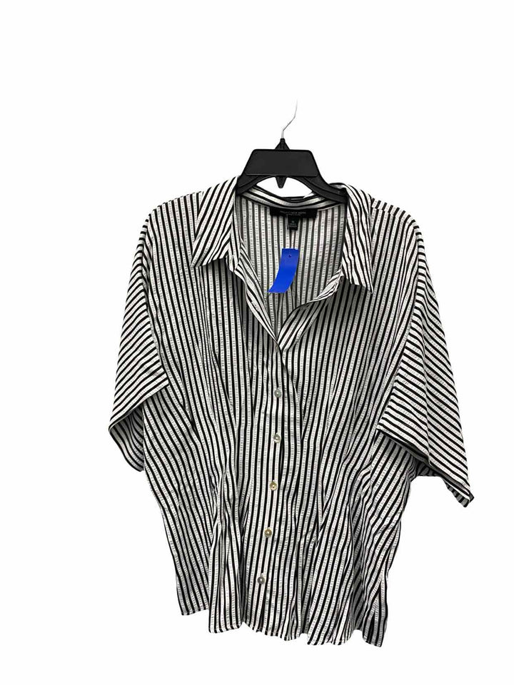 Marc New York Size XL White Black Striped Short Sleeve Shirts
