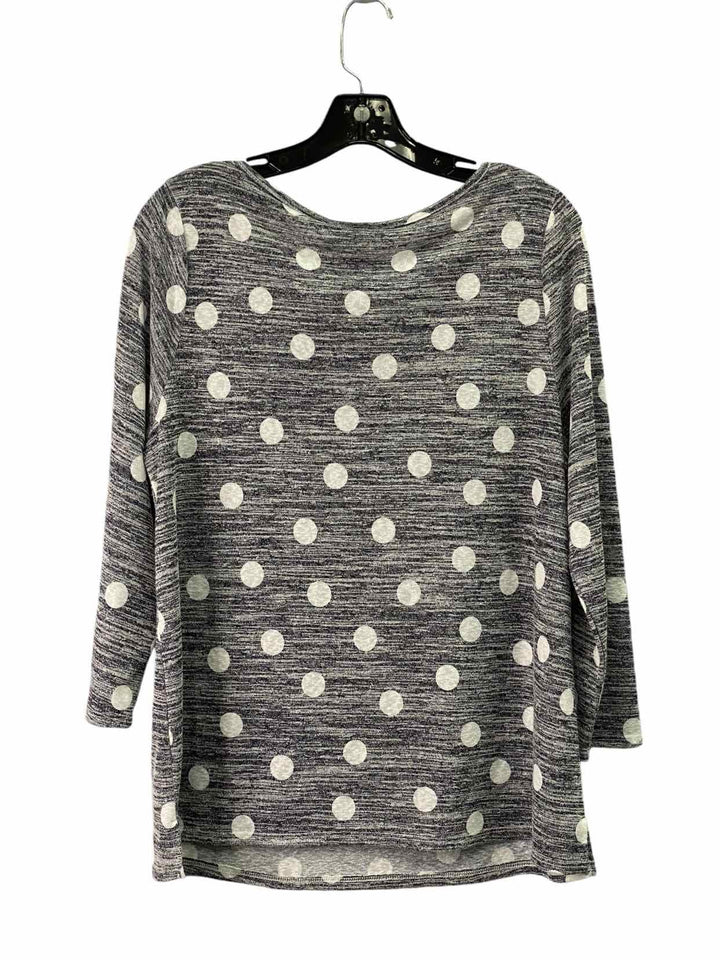 Studio B by Bobeau Size XL Gray White Polka Dot Long Sleeve Shirts