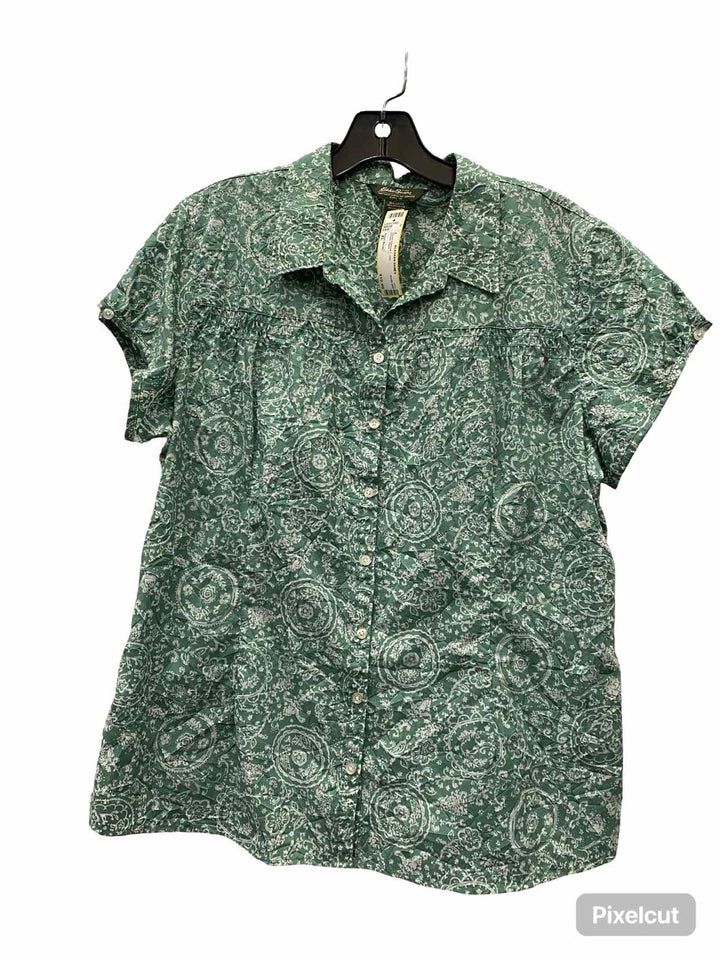 Eddie Bauer Size XL Green Print Short Sleeve Shirts
