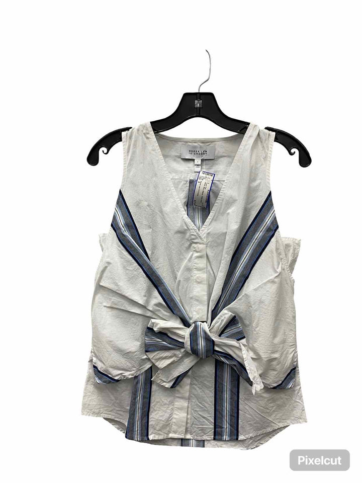 Derek Lam 10 Crosby Size 4 White Blue Stripes 100% cotton Tank Top