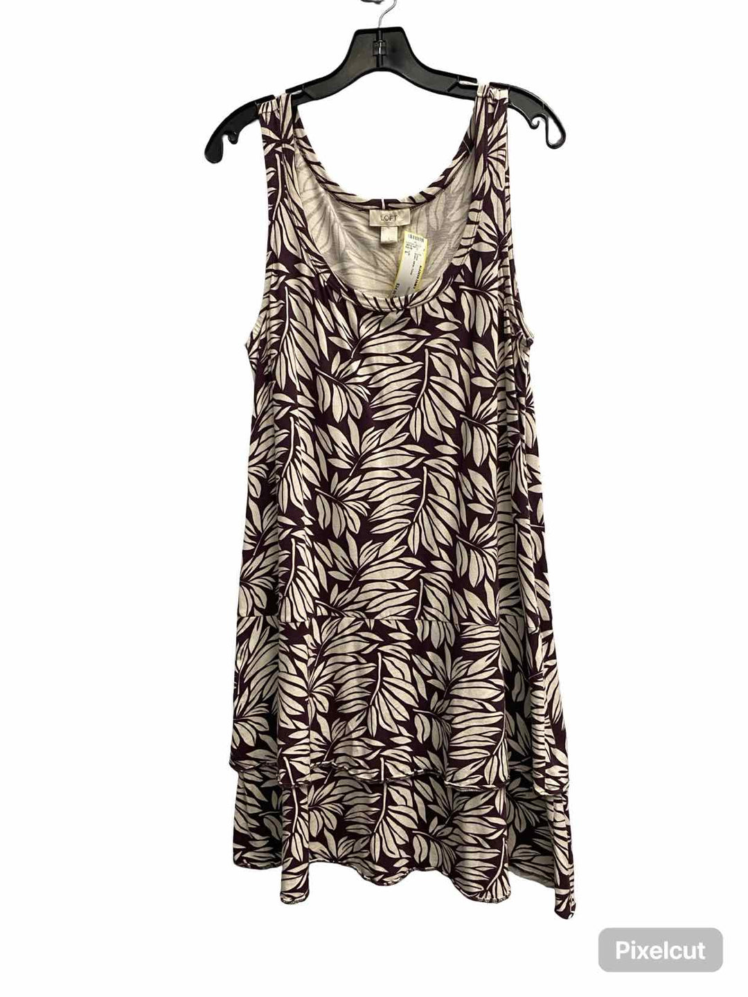 Loft Size L Brown White Floral Dress