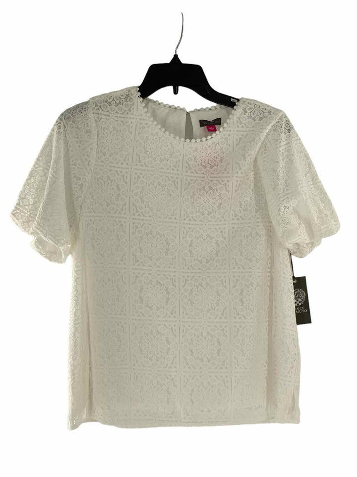 Vince Camuto Size S White lace detail Short Sleeve Shirts