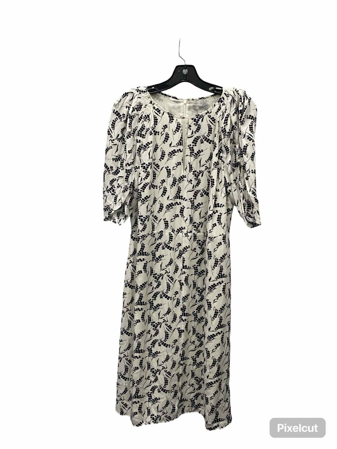 Lewit Size 12 White Black Print Dress