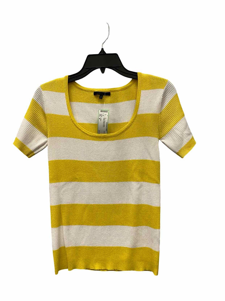 21 Main Size M Yellow White Striped Short Sleeve Shirts