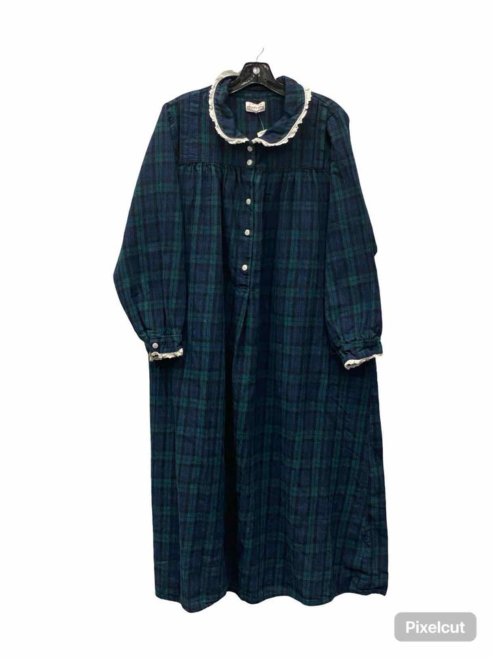 Lanz of Salzburg Size L Green Plaid Dress