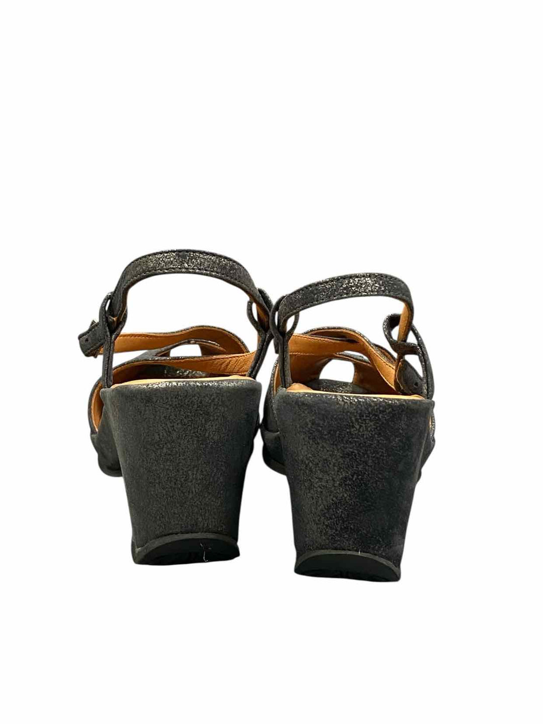 L'Amour Des Pieds Shoe Size 8.5 Gray Shimmer Leather Heeled Sandals