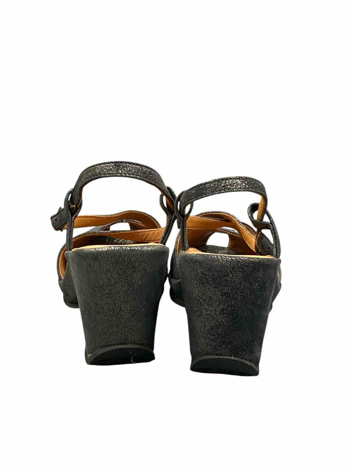 L'Amour Des Pieds Shoe Size 8.5 Gray Shimmer Leather Heeled Sandals