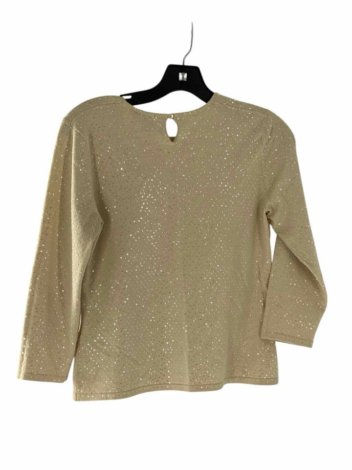 Ann Taylor Size M Cream sequined 75% silk Long Sleeve Shirts