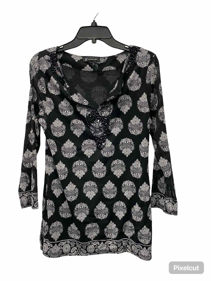 INC Size L Black White Long Sleeve Shirts