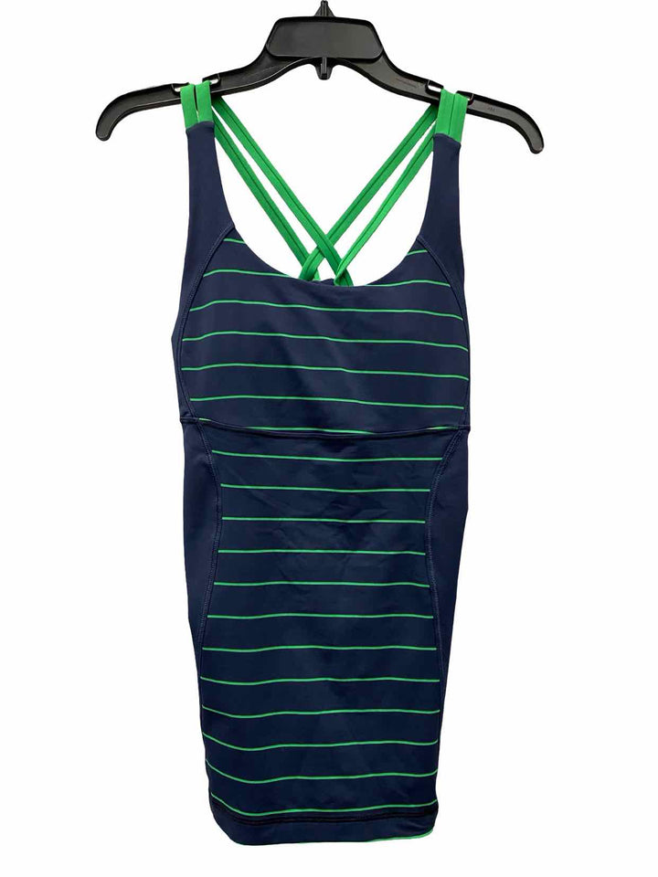 Lululemon Size M Navy Green Striped T-Shirt Swimsuit