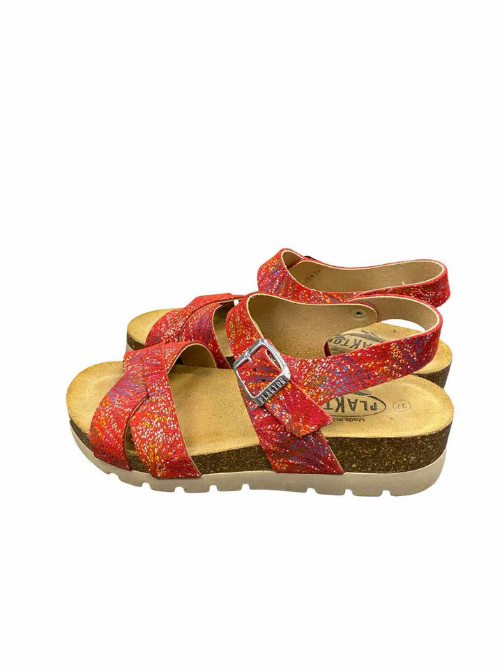 Plakton Shoe Size 37 Red Leather Sandals