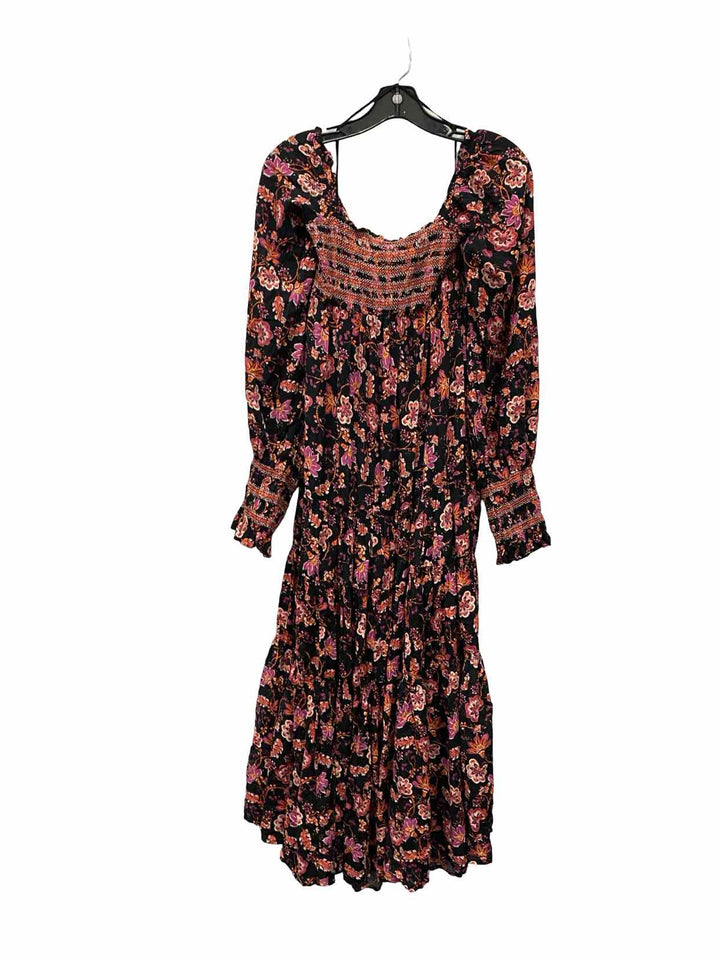 Free People Size L Black Pink Floral Dress