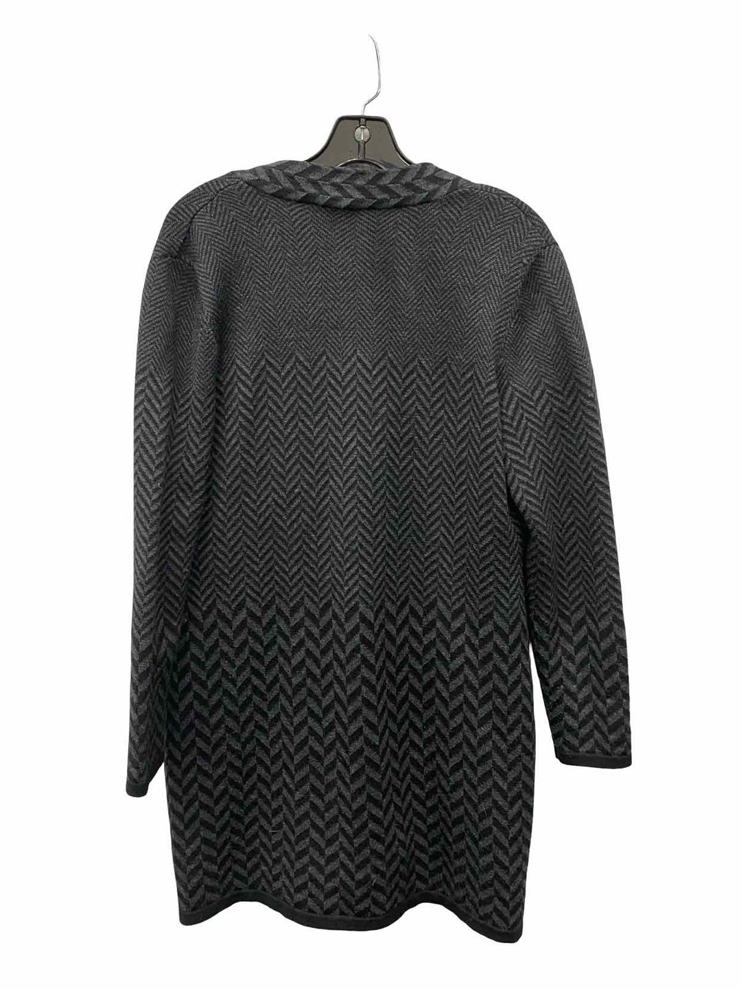 Soft Surroundings Size LP Gray Black Chevron 50% Wool Sweater