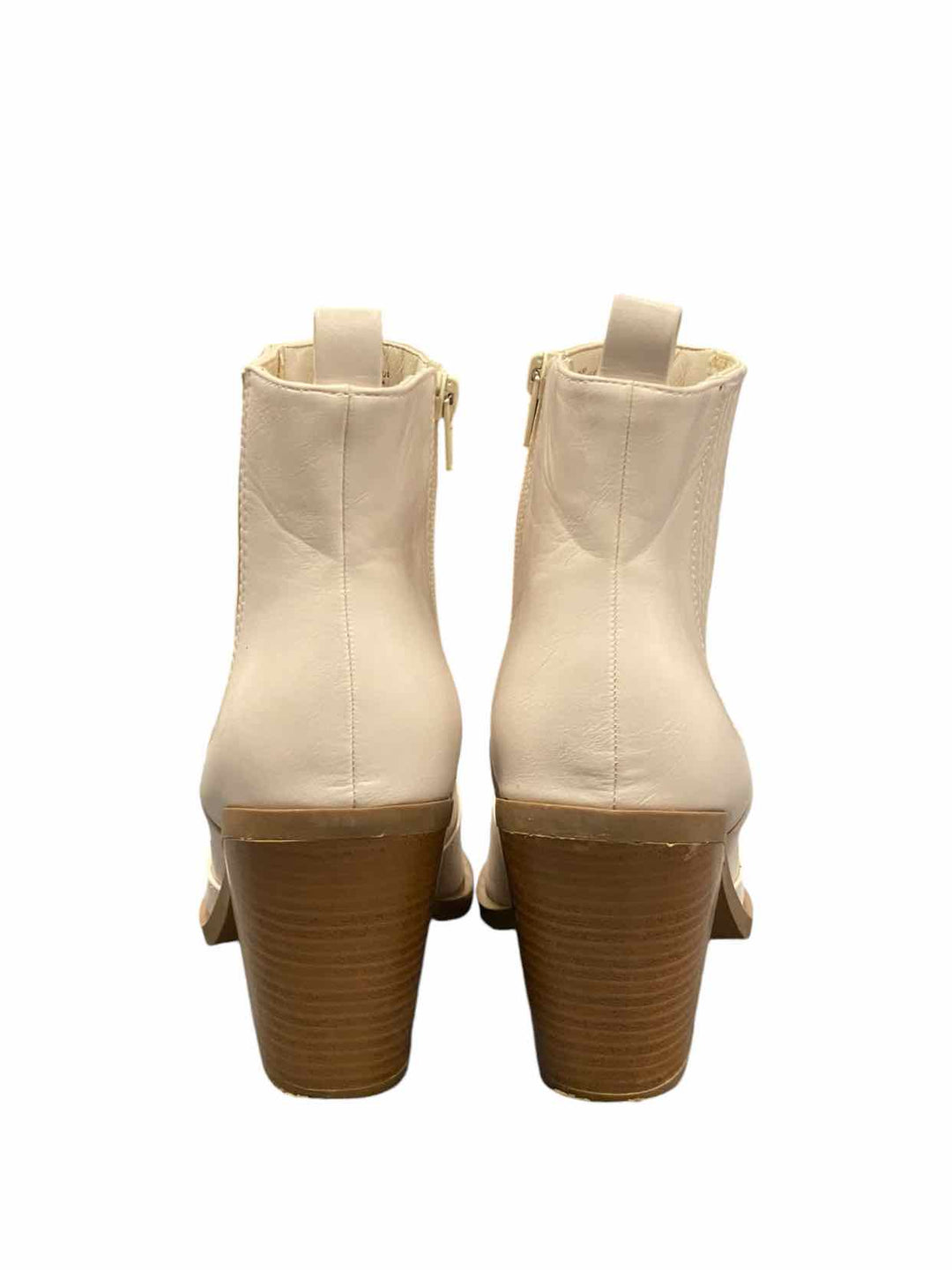 Just Fab Shoe Size 10 White Leather Heel Boots(Ankle)