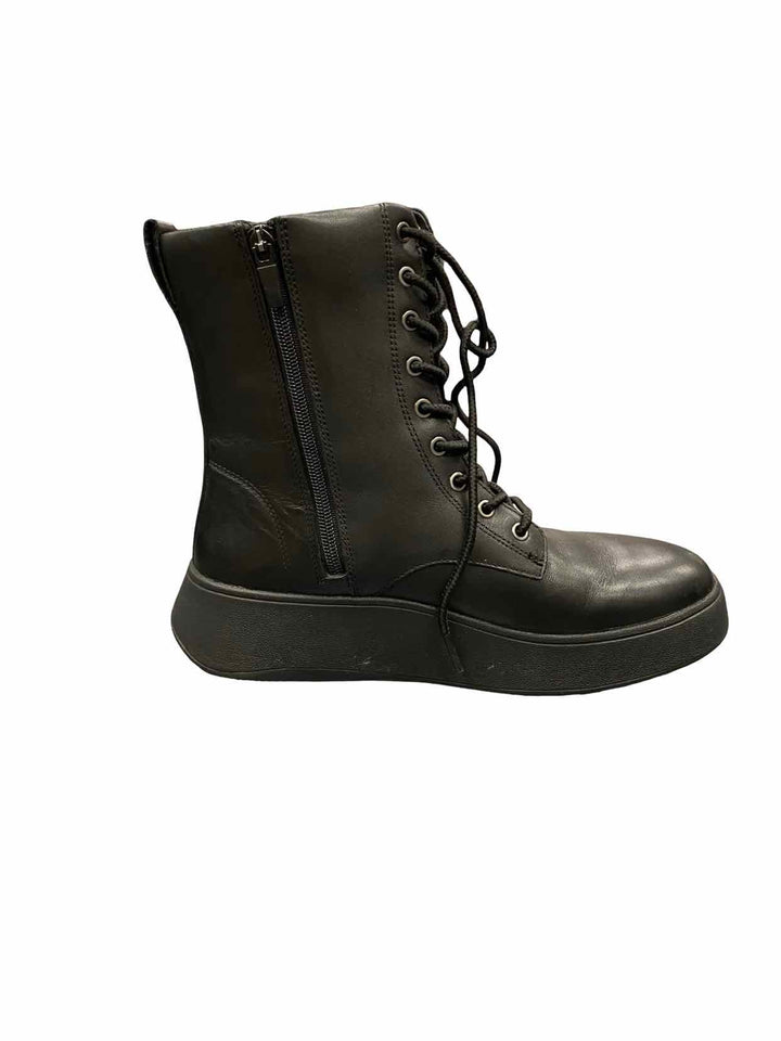 Fitflop Shoe Size 8 Black Leather Lace-Up Flatform Boots(Ankle)
