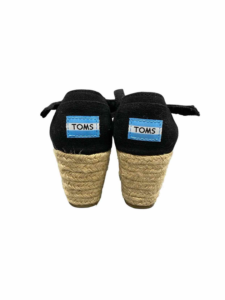 Toms Shoe Size 6.5 Black Espadrilles Wedge Sandals