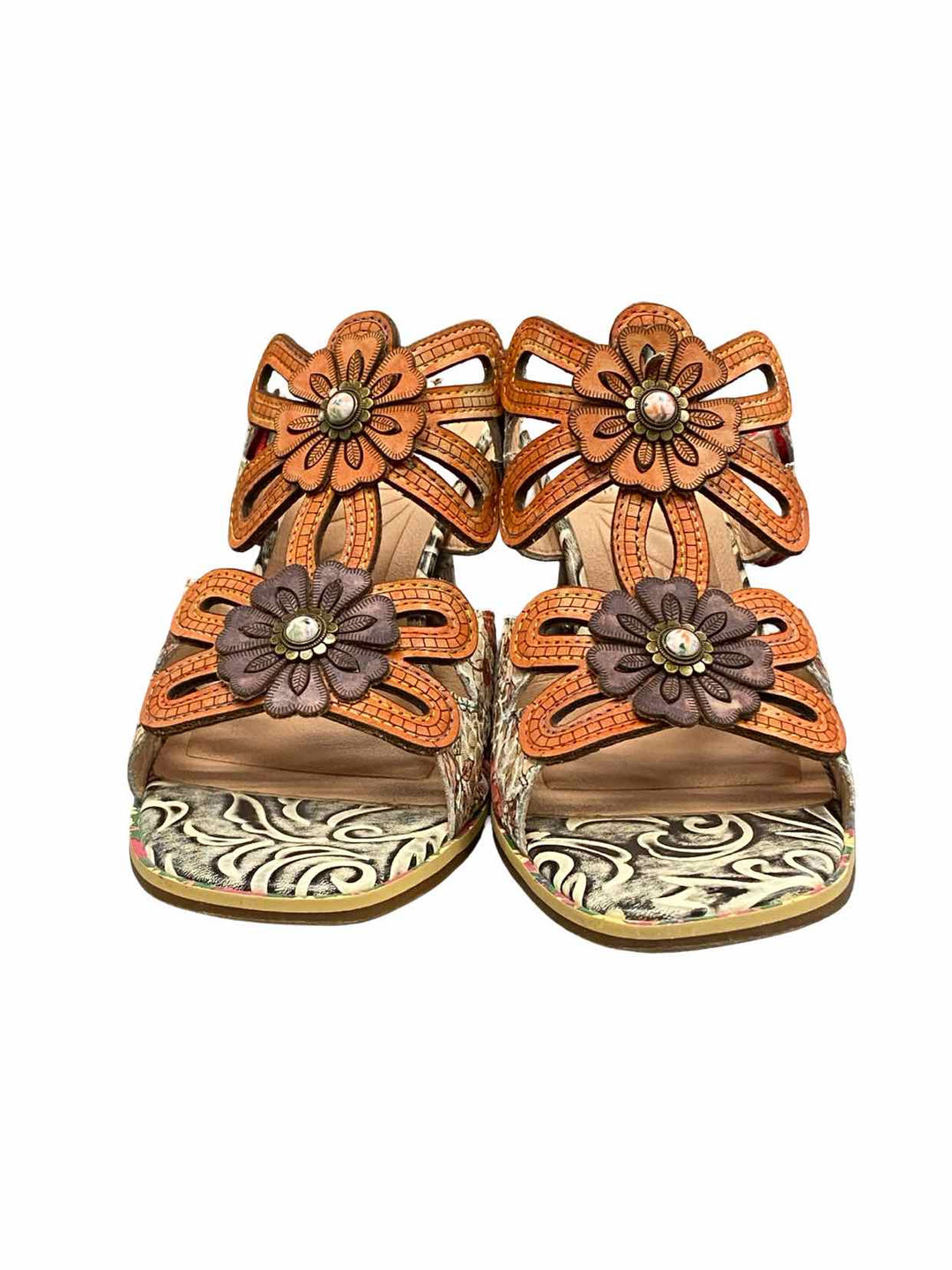 L'Artiste Shoe Size 41 Orange Leather ALANIA NWOT Heels