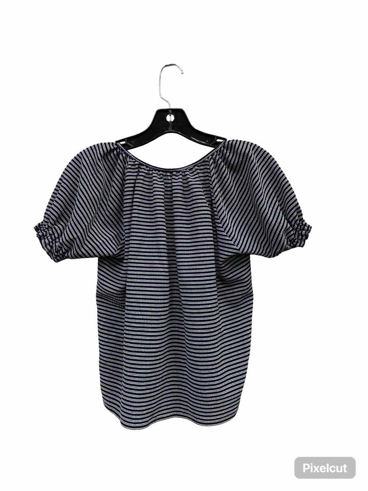 MadeWell Size XXS Blue White Striped Short Sleeve Shirts