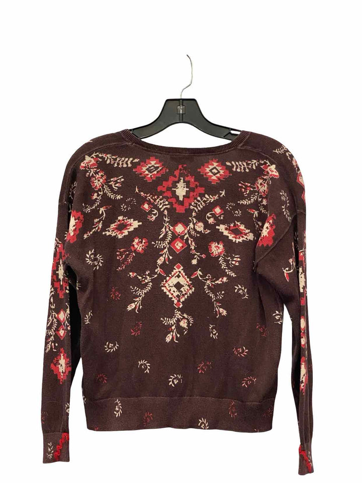Sundance Size PM Burgundy Print 100% cotton Sweater