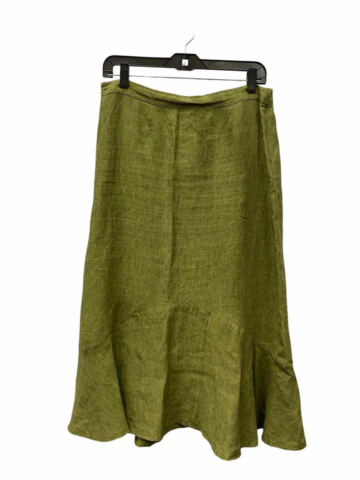 Nomadic Traders Size M Green 100% Linen Skirt