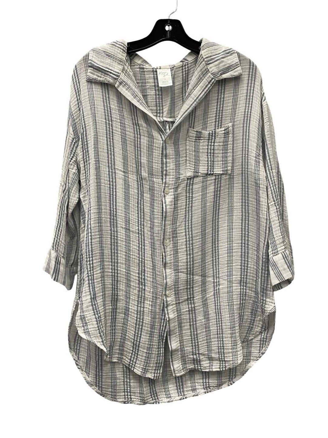 Kona Sol Size S White Blue Stripe 100% cotton Long Sleeve Shirts