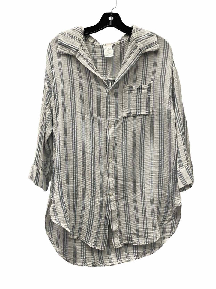 Kona Sol Size S White Blue Stripe 100% cotton Long Sleeve Shirts